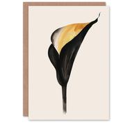 Artery8 Greeting Card Elegant Calla Lily Flower Bloom Black Gold Floral Blank For Him Or Her Art Birthday Card