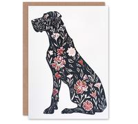 Artery8 Greeting Card Elegant Flower Pattern Great Dane Dog Lover For Her Woman Birthday Card