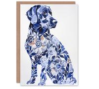 Artery8 Greeting Card Elegant Labrador Flower Pattern Fur Dog Lover For Her Woman Birthday Card