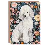 Artery8 Greeting Card Elegant Poodle Dog Lover Pet with Wildflowers For Her Woman Birthday Card