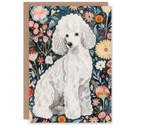 Artery8 Greeting Card Elegant Poodle Dog Lover Pet with Wildflowers For Her Woman Birthday Card
