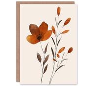 Artery8 Greeting Card Elegant Wildflower Bloom Amber Floral Watercolour For Her Woman Birthday Card