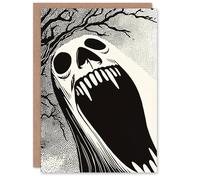 Artery8 Greeting Card Evil Ghost Face House Scream Mask Blank For All Halloween Card