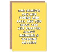Artery8 Greeting Card Excited About Hanging Washing Outside Funny For Her Woman Wife Sister Daughter Mum Birthday Card