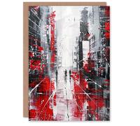 Artery8 Greeting Card Figures in Lodz Poland Street Abstract Painting Blank For Him Or Her Art Birthday Card