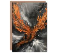 Artery8 Greeting Card Firebird Phoenix Abstract Painting Flame Wings Blank For Him Or Her Art Birthday Card