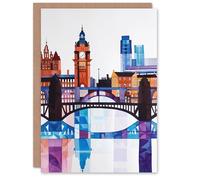 Artery8 Greeting Card Glasgow Colourful Geometric Skyline Cityscape Blank For Him Or Her Art Birthday Card