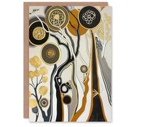 Artery8 Greeting Card Gold Abstract Mandala Tree Wildflowers Forest Blank For Him Or Her Art Birthday Card