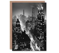 Artery8 Greeting Card Gotham City Black White Cityscape Concept Art Blank For All Him Or Her Art Birthday Card