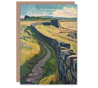 Artery8 Greeting Card Hadrian's Wall Summer England Landmark Landscape Blank For All Him Or Her Art Birthday Card