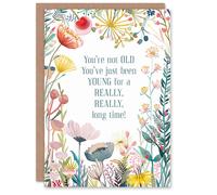 Artery8 Greeting Card Happy Flowers Not Old Really Long Time Young For Her Grandmother Gran Granny Woman Birthday Card