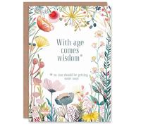Artery8 Greeting Card Happy Flowers With Age Wisdom Getting Some Soon For Her Woman Daughter Sister Friend Birthday Card