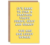 Artery8 Greeting Card Hard to Find Smart Funny Partner You Are Lucky For Her Wife Woman Girlfriend Birthday Card