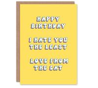 Artery8 Greeting Card Hate You The Least Love From The Cat Funny For Her Gran Sister Niece Daughter Wife Woman Birthday Card