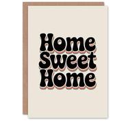 Artery8 Greeting Card Home Sweet Home Retro Rainbow Font Typography Housewarming Card