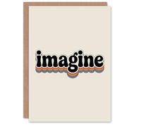 Artery8 Greeting Card Imagine Colourful Retro Rainbow Font Typography Good Luck Card