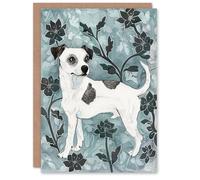 Artery8 Greeting Card Jack Russell Dog Lover Drawing Stylised Floral Blank For Him Or Her Art Birthday Card