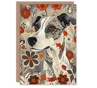 Artery8 Greeting Card Jack Russell Terrier Floral Dog Lover Pet Portrait Blank For Him Or Her Art Birthday Card