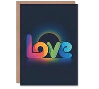Artery8 Greeting Card Love Colourful Typography Retro Solar Eclipse Valentine's Day Card