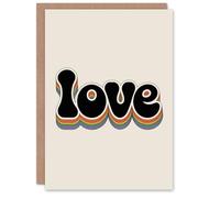 Artery8 Greeting Card Love Funky Bold Rainbow Retro Font Typography Valentine's Day Card