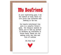 Artery8 Greeting Card Love Poem Cat Lover Boyfriend Romantic Poetry Fun For Him Man Valentine's Day Card