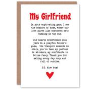 Artery8 Greeting Card Love Poem Cat Lover Girlfriend Romantic Poetry For Her Woman Valentine's Day Card