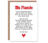 Artery8 Greeting Card Love Poem Gamer Nerd Fiancée Romantic Poetry Fun For Her Woman Valentine's Day Card