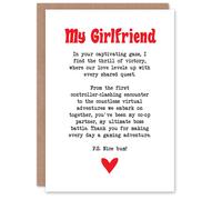 Artery8 Greeting Card Love Poem Gamer Nerd Girlfriend Romantic Valentine's Day in White Artery8 White