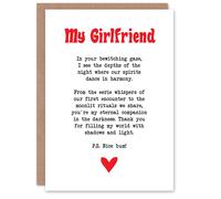 Artery8 Greeting Card Love Poem Goth Girlfriend Romantic Poetry Fun For Her Woman Valentine's Day Card
