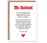 Artery8 Greeting Card Love Poem Goth Husband Romantic Poetry Fun For Him Man Anniversary Card