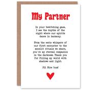 Artery8 Greeting Card Love Poem Goth Partner Romantic Poetry Fun Blank For Him Or Her Art Anniversary Card