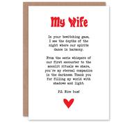 Artery8 Greeting Card Love Poem Goth Wife Romantic Poetry Fun For Her Woman Anniversary Card