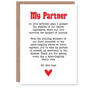 Artery8 Greeting Card Love Poem Horror Fan Partner Romantic Poetry Anniversary in White Artery8 White
