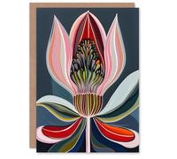 Artery8 Greeting Card Magic Lotus Flower Psychedelic Bloom Design Blank For Him Or Her Art Birthday Card