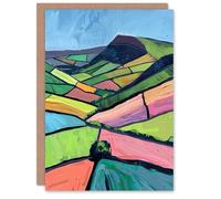 Artery8 Greeting Card Mam Tor Peak District Colourful Oil Painting Blank For Him Or Her Art Birthday Card