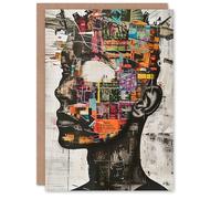 Artery8 Greeting Card Modern Art Punk Portrait Collage Bold Statement Blank For Him Or Her Art Birthday Card