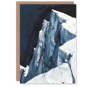 Artery8 Mont Blanc Mountain Dramatic Landscape Hiking Birthday Art Card in Blue Artery8 Blue