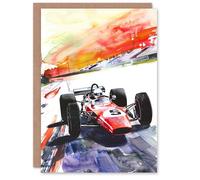 Artery8 Greeting Card Motor Speedway Race Retro Sport Car Watercolour For Him Man Birthday Card