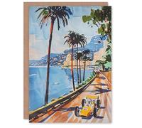Artery8 Greeting Card Motor Sport Race Monaco Watercolour 1973 Vintage For Him Man Birthday Card