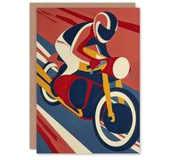 Artery8 Greeting Card Motorcycle Racing Red Blue Yellow Biker Sport For Him Man Birthday Card