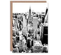 Artery8 Greeting Card New York Aerial View Black White High Contrast Blank For Him Or Her Art Birthday Card