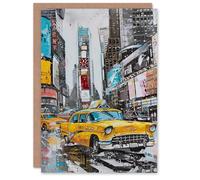 Artery8 Greeting Card New York City Taxi Cars Times Square Cityscape Blank For Him Or Her Art Birthday Card