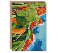 Artery8 Greeting Card North Yorkshire Coast Aerial View Design Blank For Him Or Her Art Farewell Card