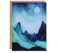 Artery8 Greeting Card Northen Lights Aurora Borealis Mountain View Blank For Him Or Her Art Birthday Card