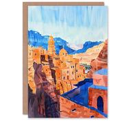 Artery8 Greeting Card Old City of Jerusalem Watercolour Cityscape Blank For Him Or Her Art Birthday Card