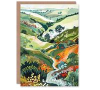 Artery8 Greeting Card Otley Chevin Forest Park Painting Trippy Summer Blank For Him Or Her Art Birthday Card