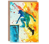 Artery8 Greeting Card Parkour Jump Urban Sport Colourful Paint Splat Birthday Artery8 Multicolor