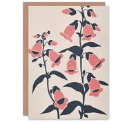 Artery8 Greeting Card Pink Foxglove Flowers Simple Bright Floral Design For Her Woman Birthday Card