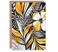 Artery8 Greeting Card Plant Lover Fern Flower Bloom Black Gold White For Her Woman Birthday Card