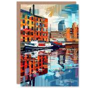 Artery8 Greeting Card Port of Liverpool Colourful Artwork Cityscape Blank For All Him Or Her Art Birthday Card